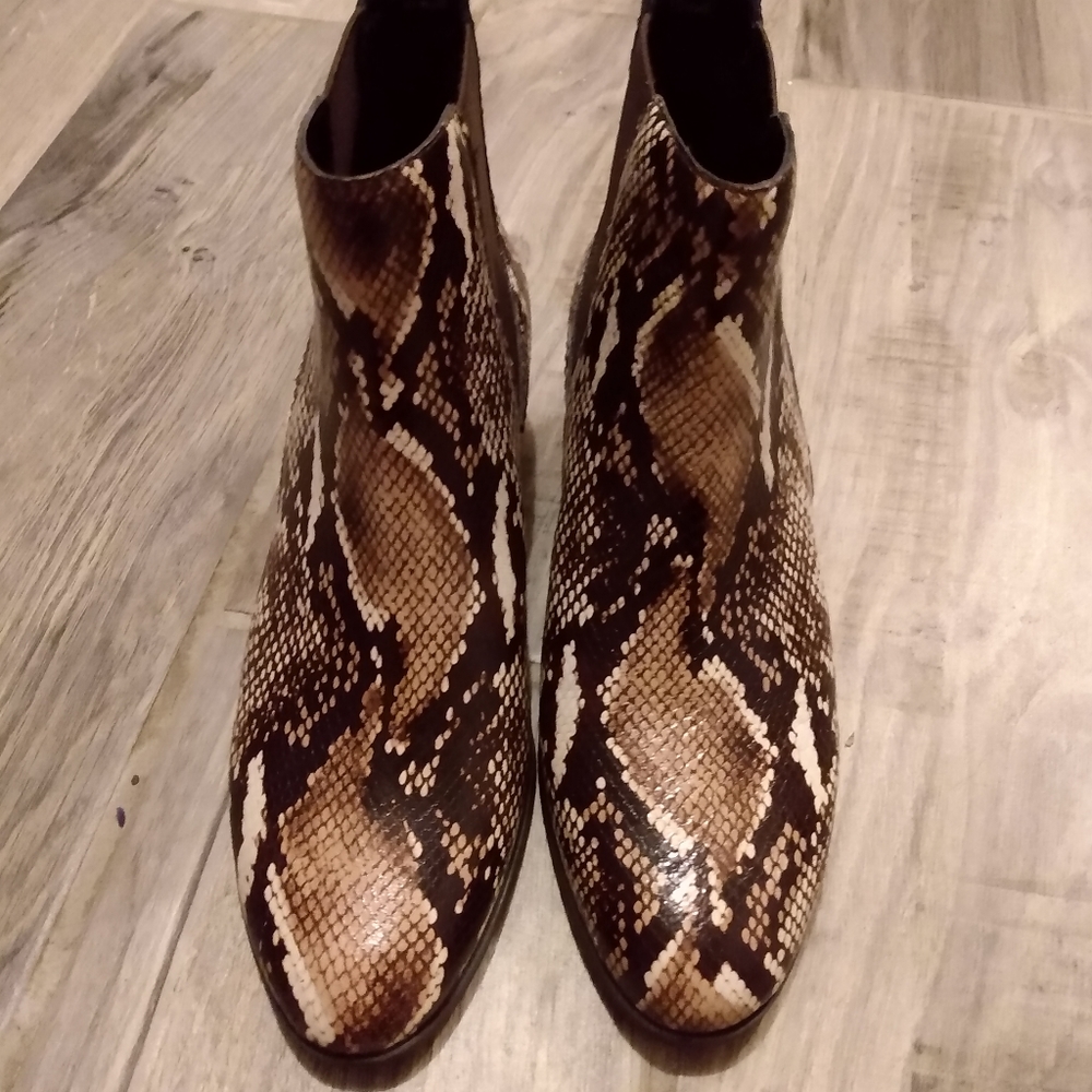 Alex Marie brown snakeskin ankle boots